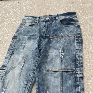 GS115 Tactical streetwear patchwork Jeans size 30